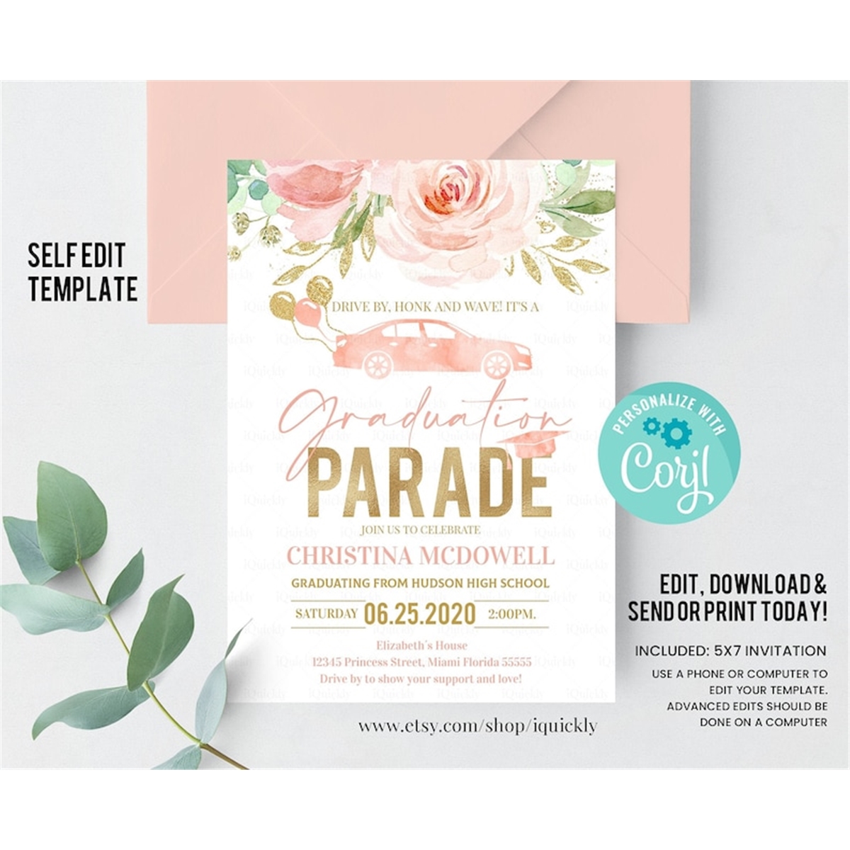 Editable Drive By Graduation Parade Invitation Drive Through | Inspire ...