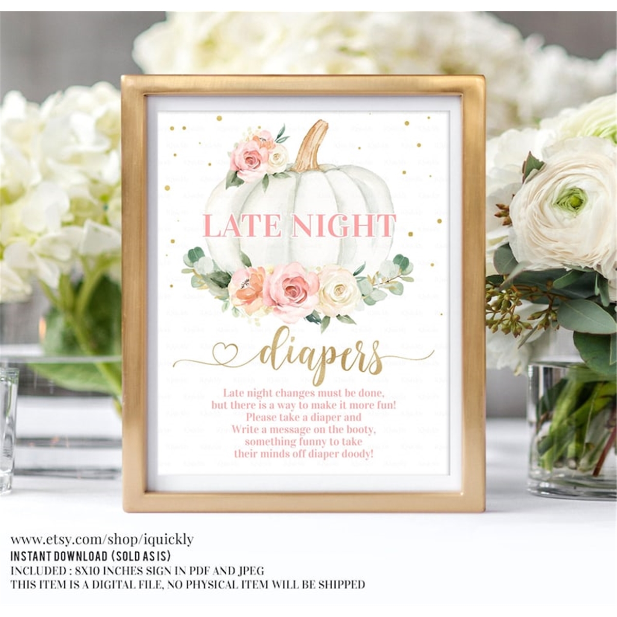 Pumpkin Late Night Diapers Baby Shower Game Printable Late N | Inspire ...