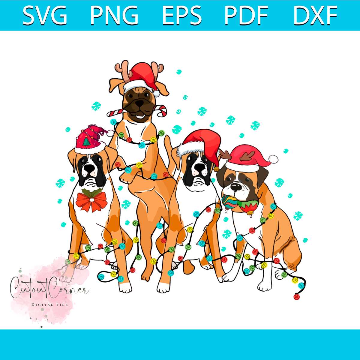 Cute Dog Christmas Boxer Santa Hat SVG File For Cricut - Inspire Uplift