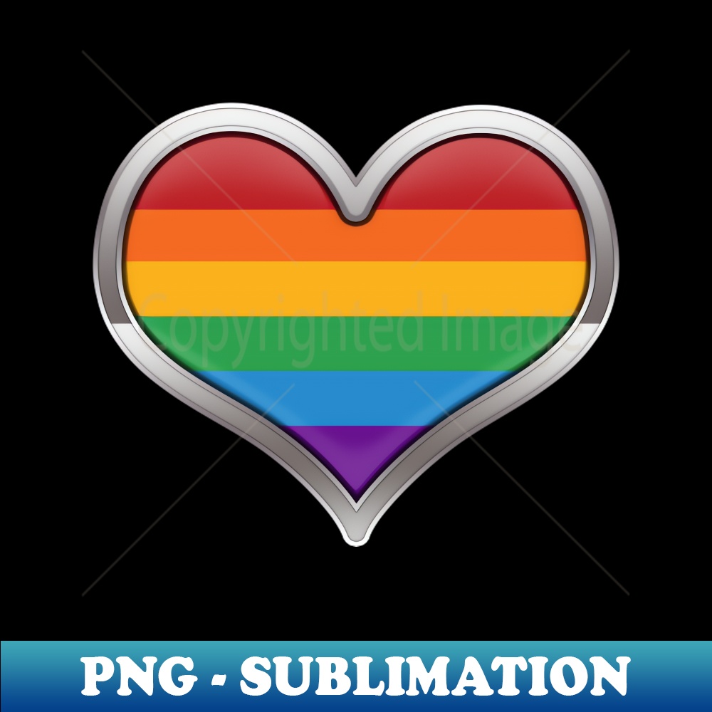 Large LGBT Rainbow Pride Flag Colored Heart with Chrome Fram | Inspire ...