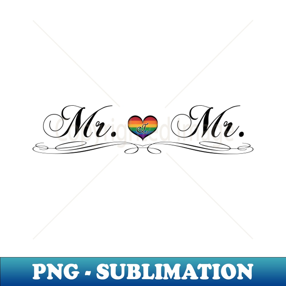 Mr and Mr Gay Pride Typography with Rainbow Heart Modern S Inspire