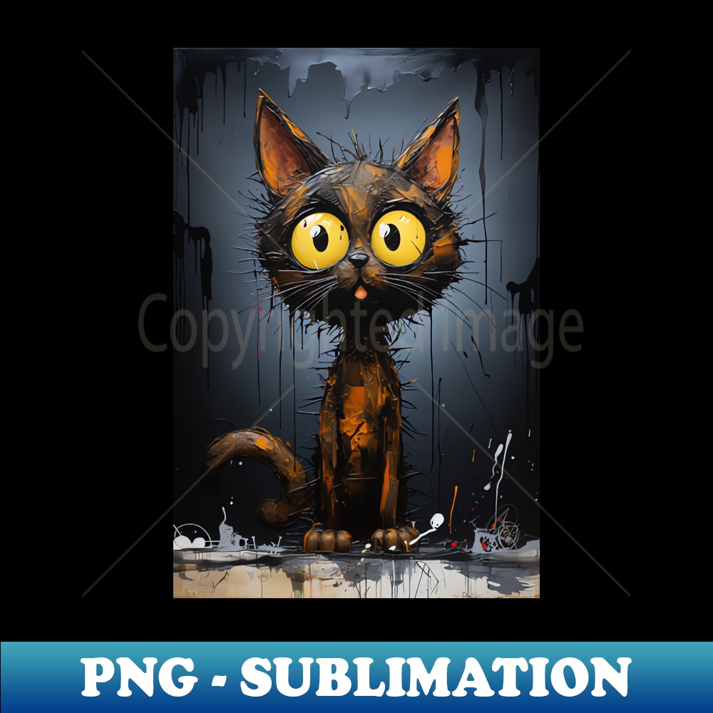 Black Cat With Big Eyes Dripping Paint PNG Transparent S Inspire