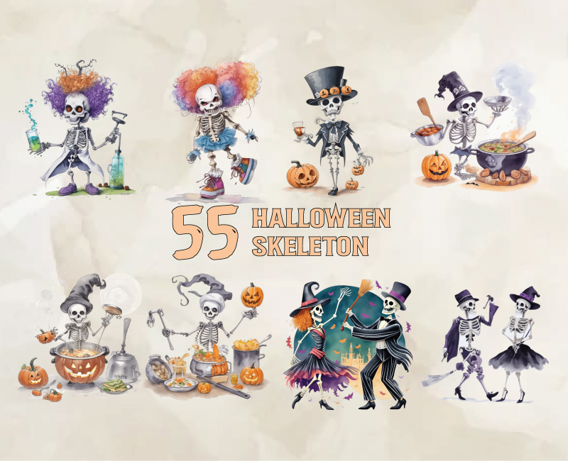 44 Halloween Skeleton, Halloween Svg, Cute Halloween, Hallow - Inspire