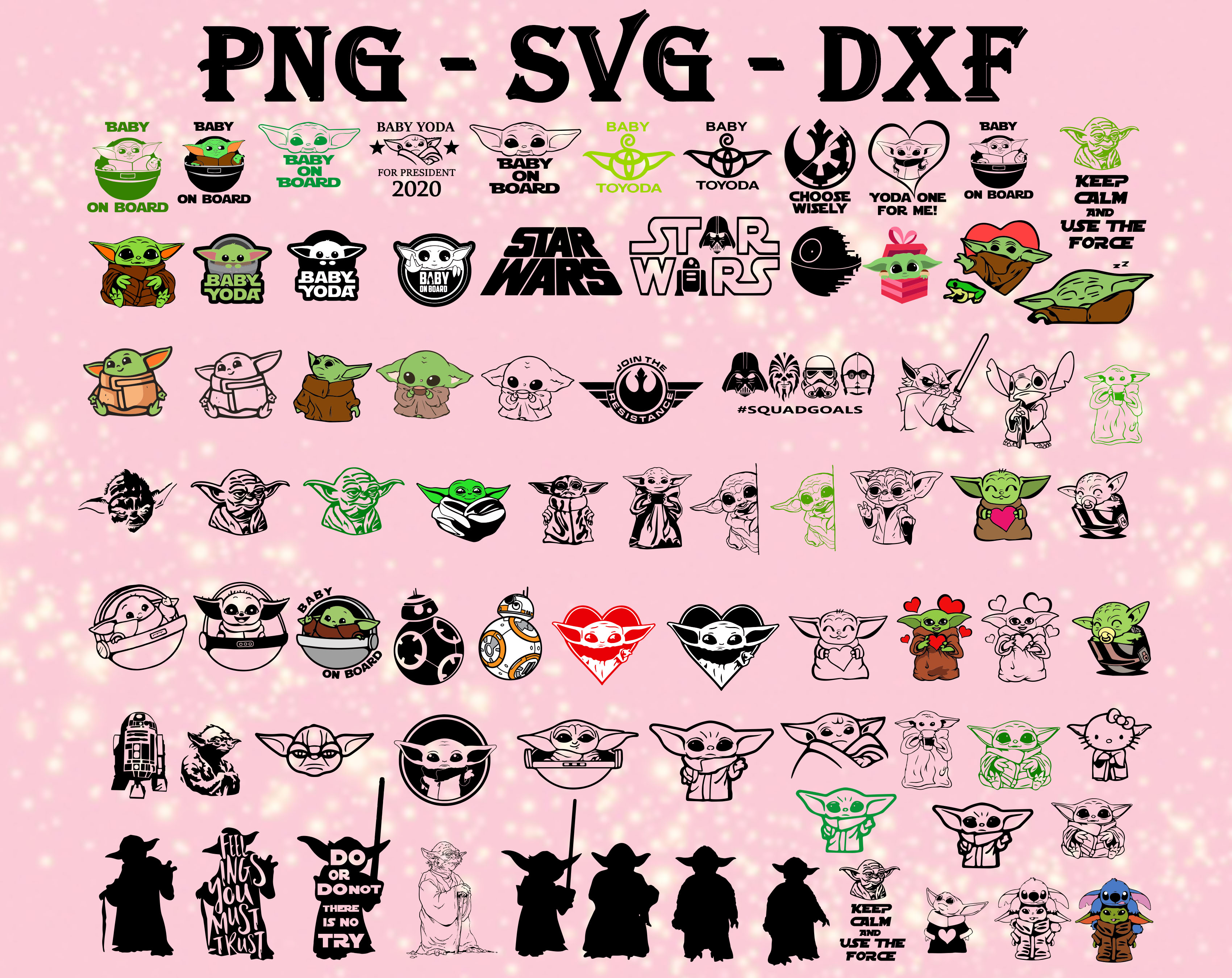 Baby Yoda SVG, Bundles Baby Yoda SVG, PNG,DXF, PDF, JPG... | Inspire Uplift