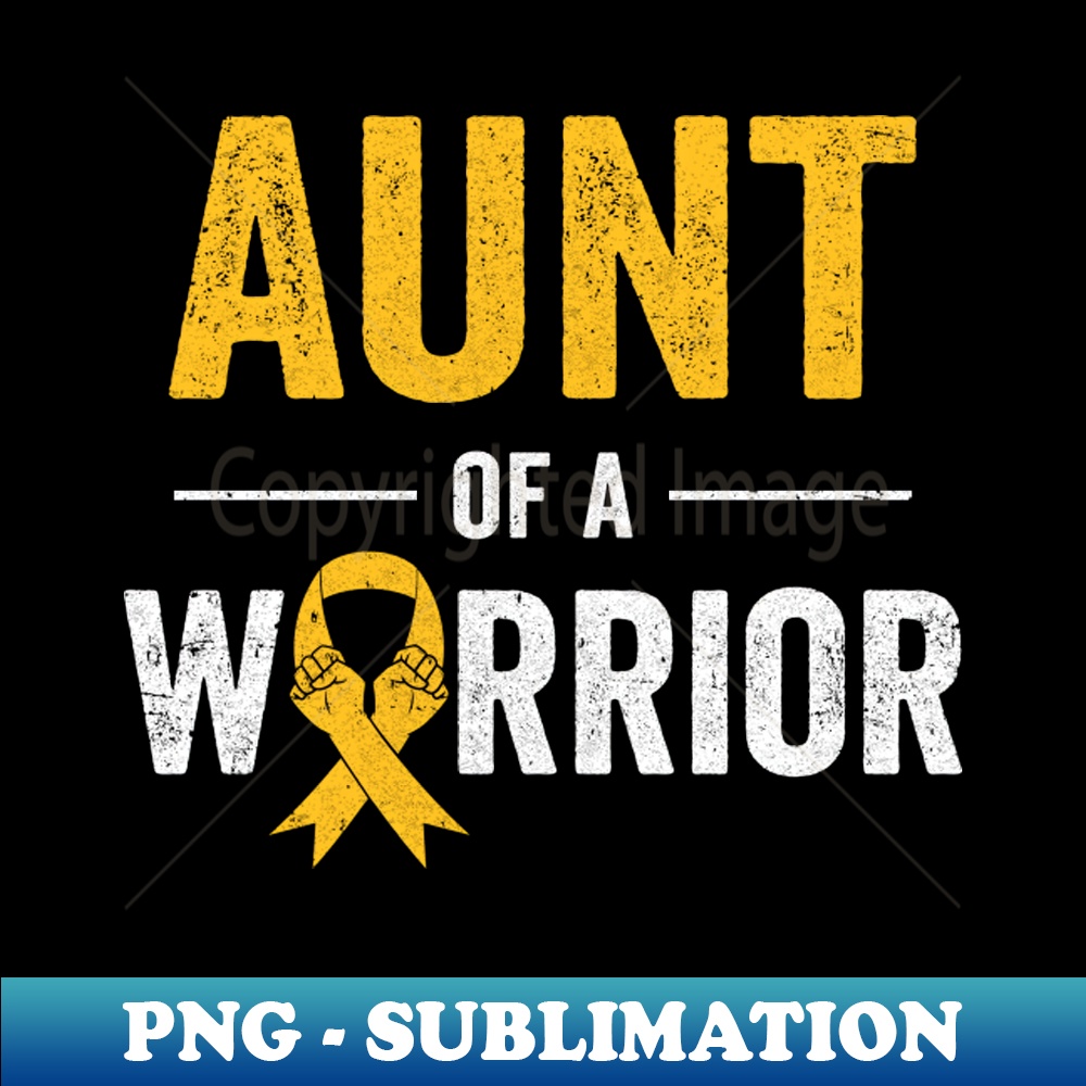 Aunt Of A Warrior Childhood Cancer Awareness Family Ribbon - - Inspire ...