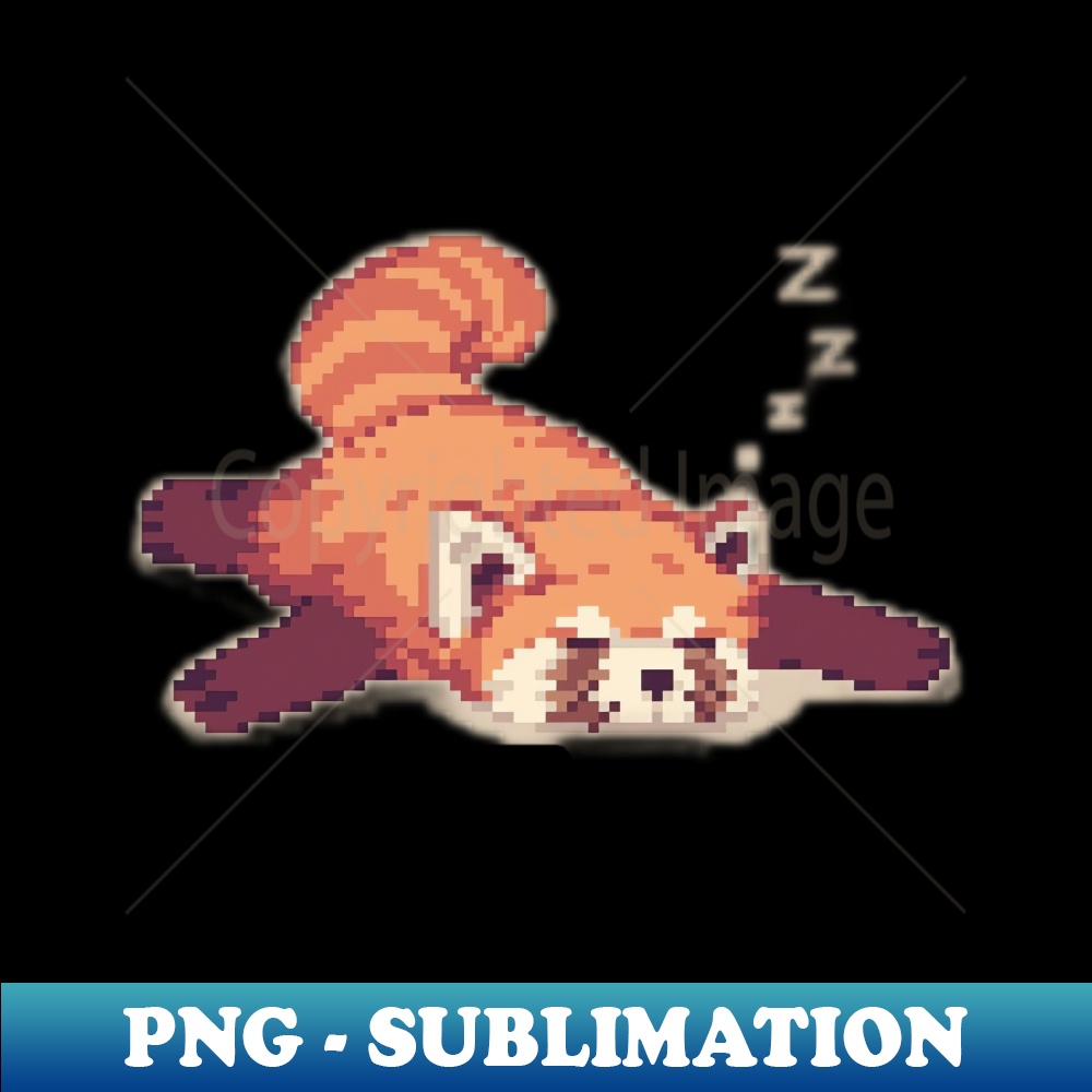 Sleeping Red Panda Pixel Art - High-Quality PNG Sublimation - Inspire