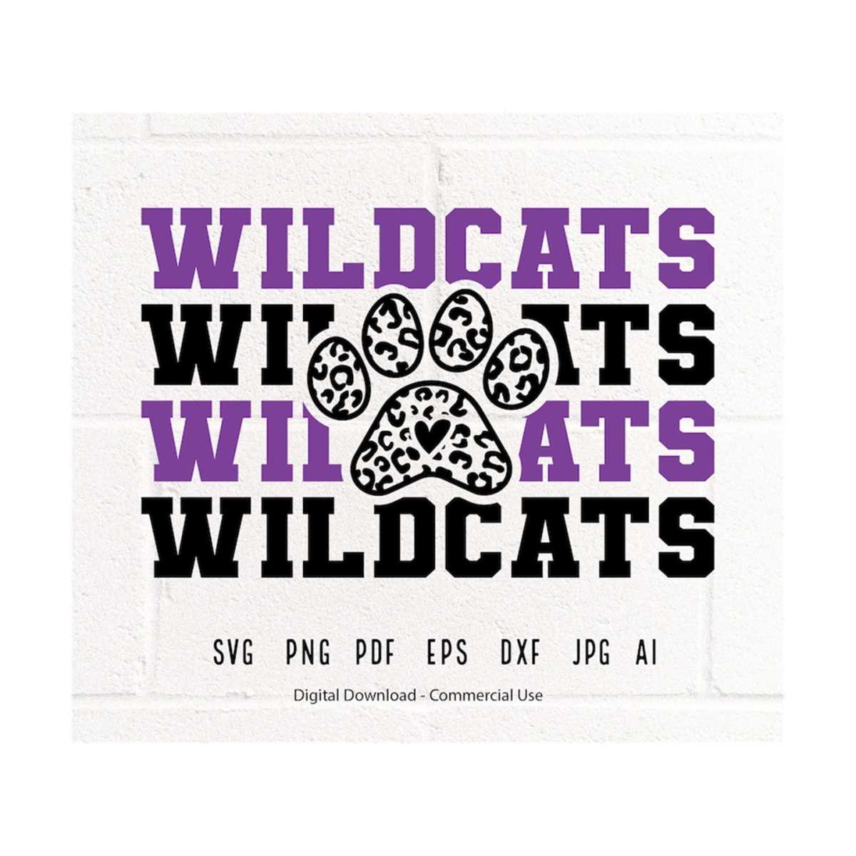 Stacked Wildcats Paw SVG, Wildcats Mascot svg, Wildcats svg, - Inspire