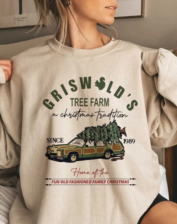 Griswold's Tree Farm Sweatshirt Damen – Lustiger Weihnachtspullover Mit Auto-Weihnachtsbaum Print, Weihnachten Familie