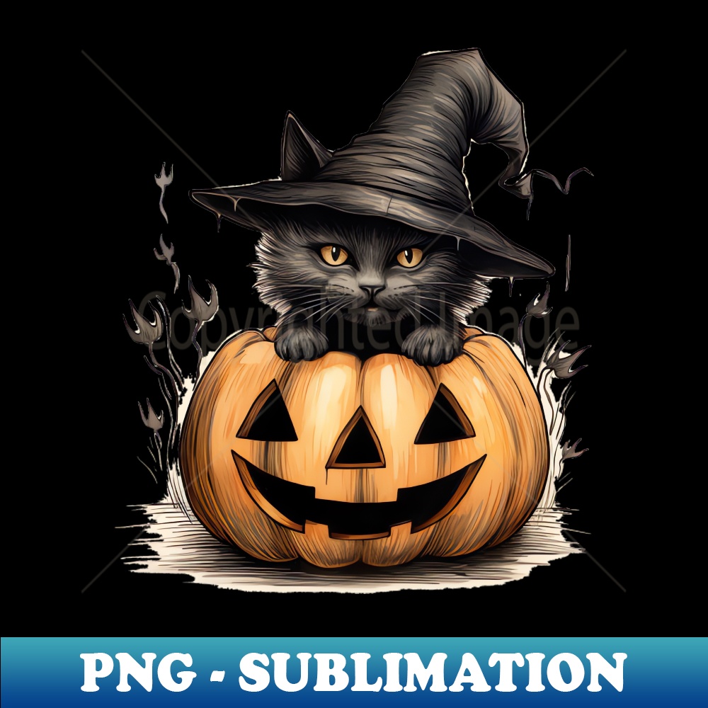 JackoLantern Cat PNG Transparent Sublimation Design De Inspire