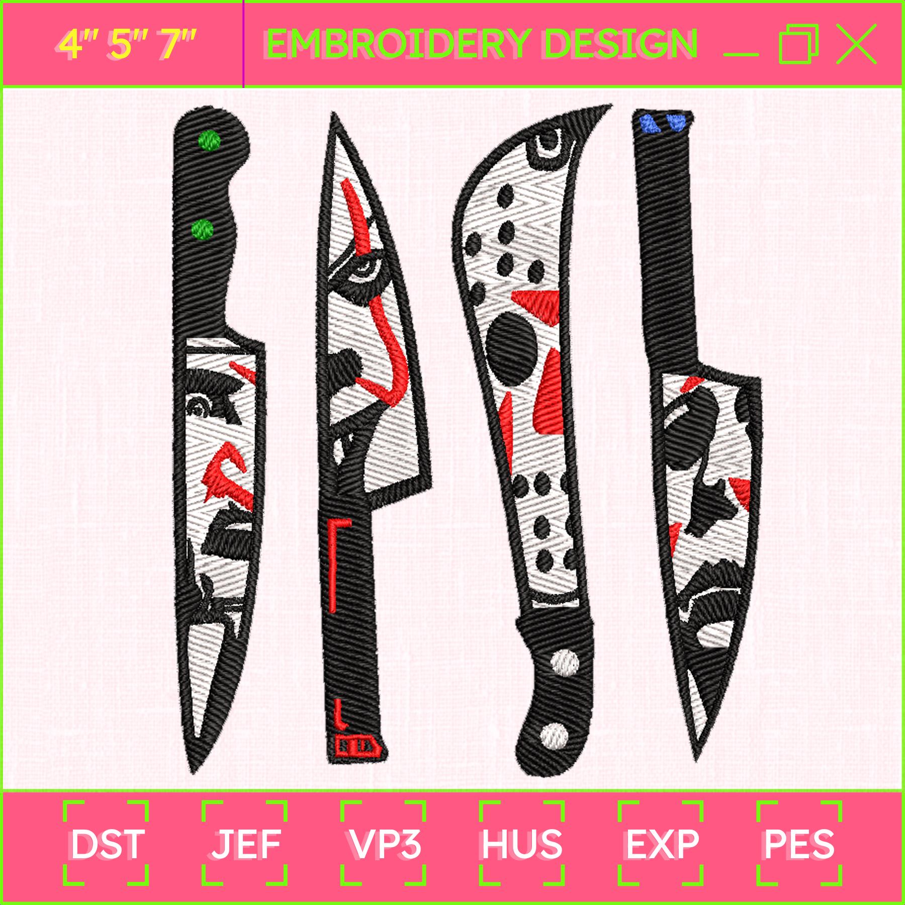 Knife Embroidery Designs, Halloween Embroidery Designs, Horr Inspire