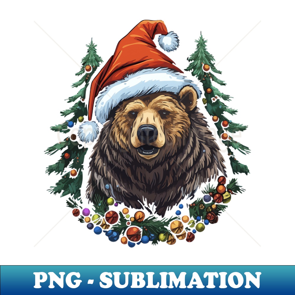 Grizzly Bear Christmas - High-Resolution PNG Sublimation Fil | Inspire ...