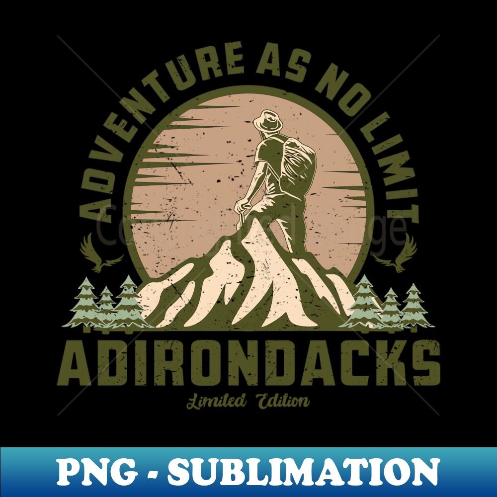 Retro Adirondacks Mountains Hike Premium PNG Sublimation F Inspire
