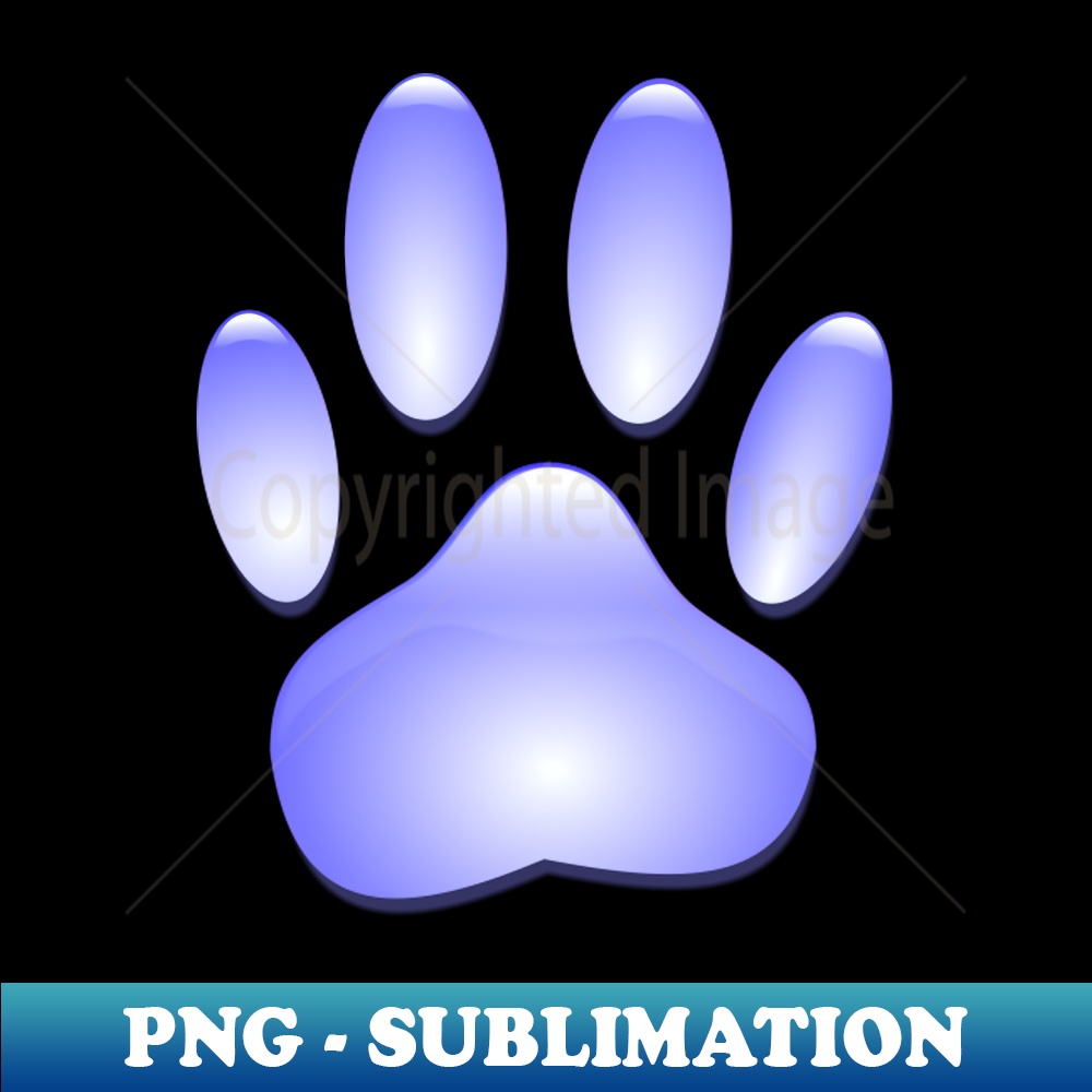 Blue Glass Dog Paw Print PNG Transparent Sublimation File Inspire