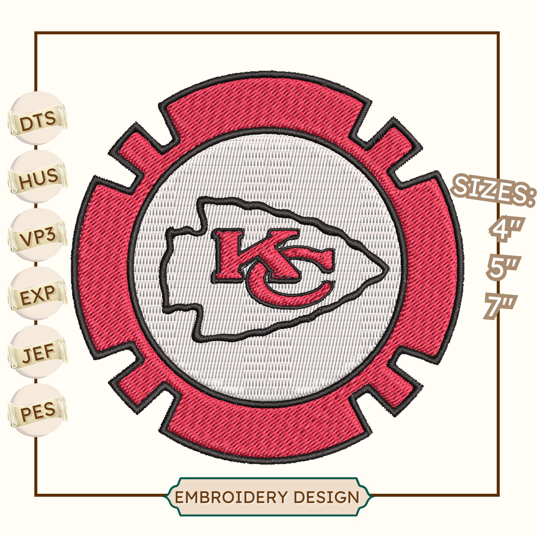 NFL Kansas City Chiefs Logo Embroidery Design, NFL Football Inspire
