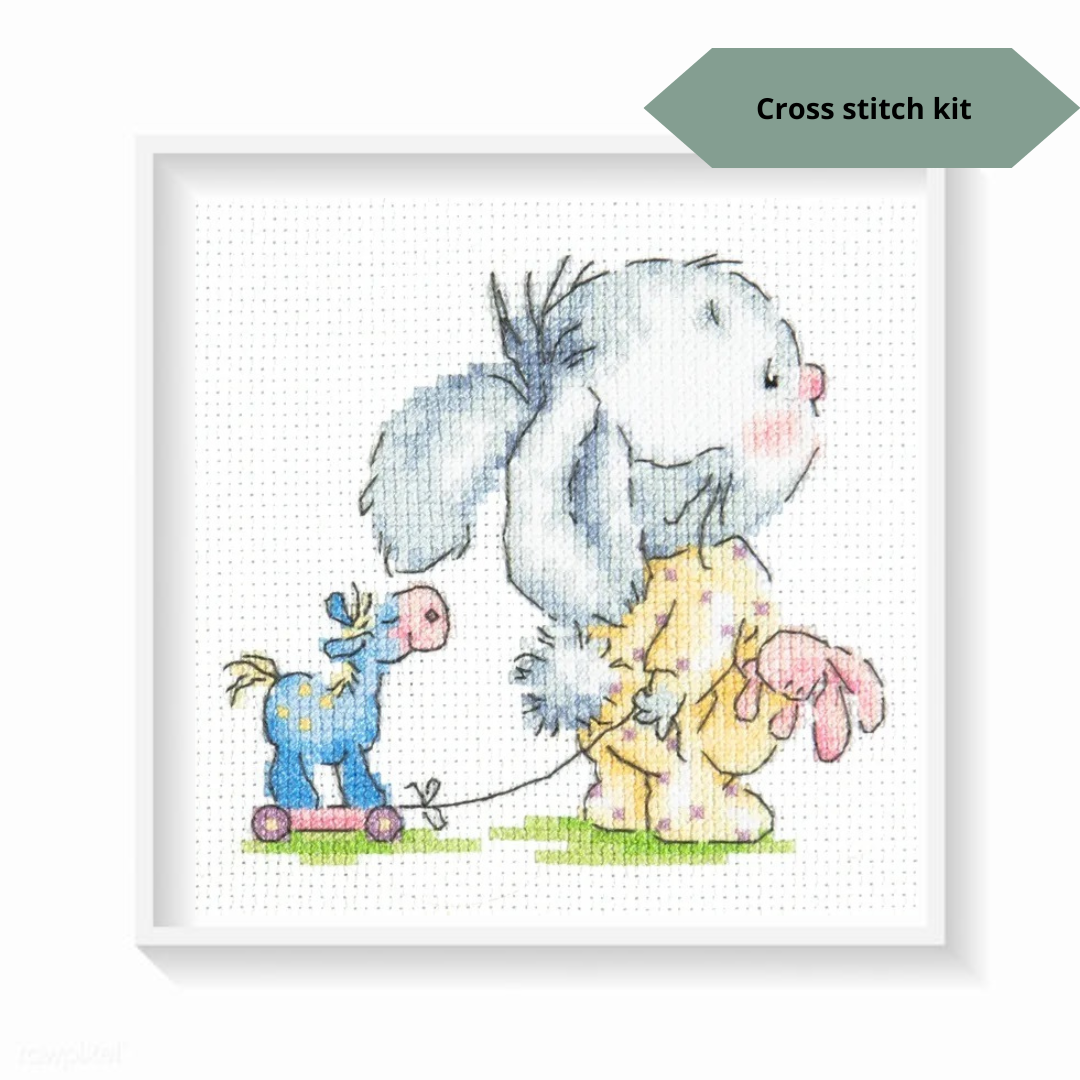 Counted cross stitch kit "Come with me", Cute Bunny embroide | Inspire ...
