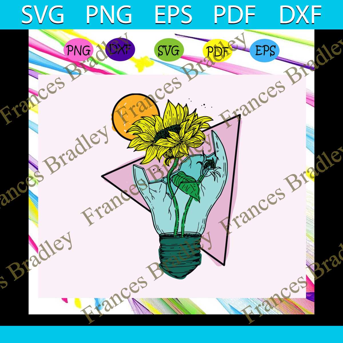 Sunflower SVG, sunflower light bulb, light bulb clipart, sun Inspire Uplift