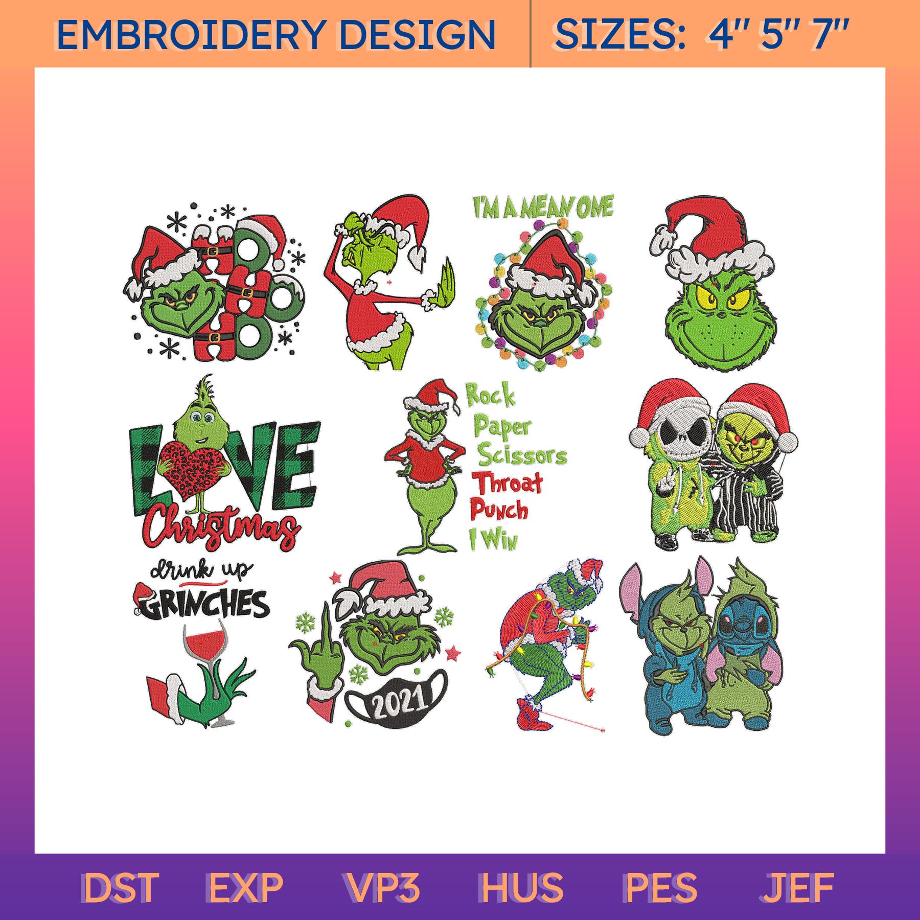 Grinch Embroidery Designs, Grinch Embroidery, Christmas Ligh | Inspire ...