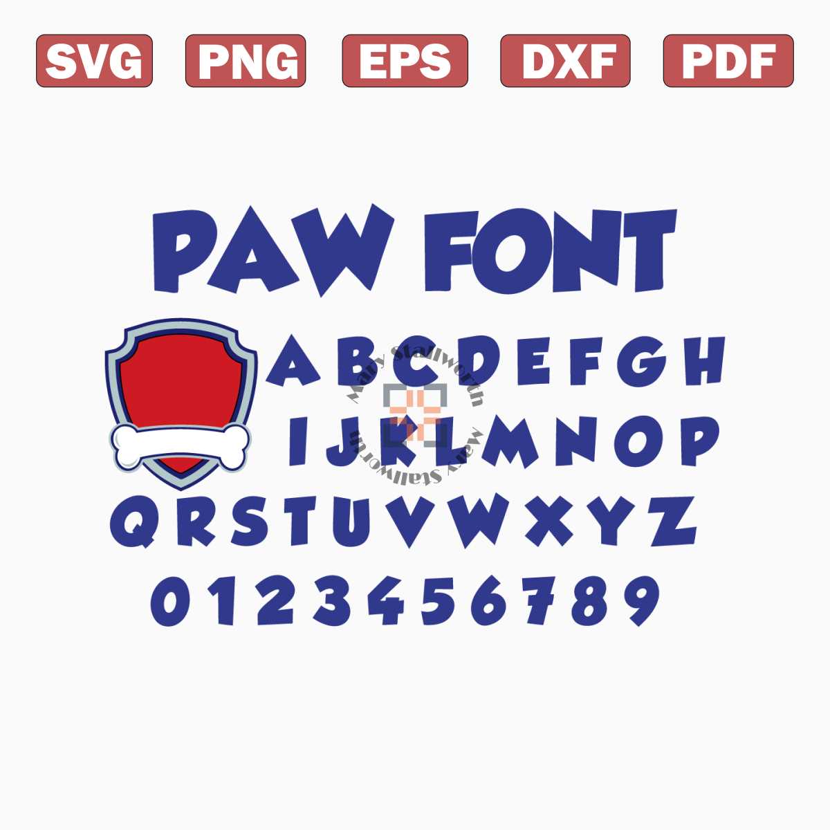 Paw font svg, paw font cricut, patrol font silhouette, Blue - Inspire ...