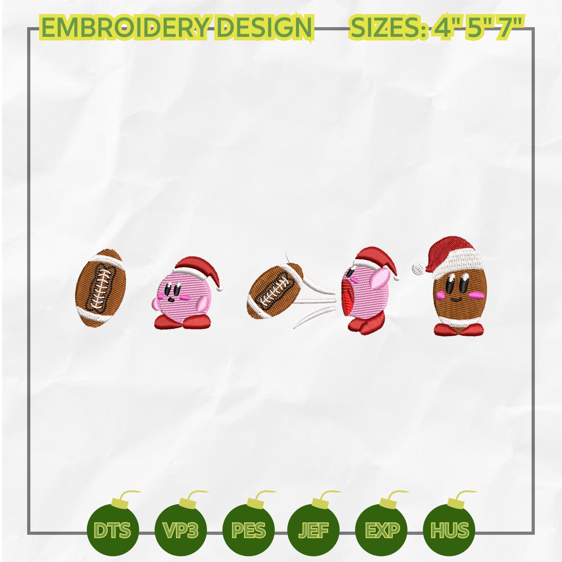 Christmas Embroidery Designs, Kirby X Rugby Ball Embroidery Inspire