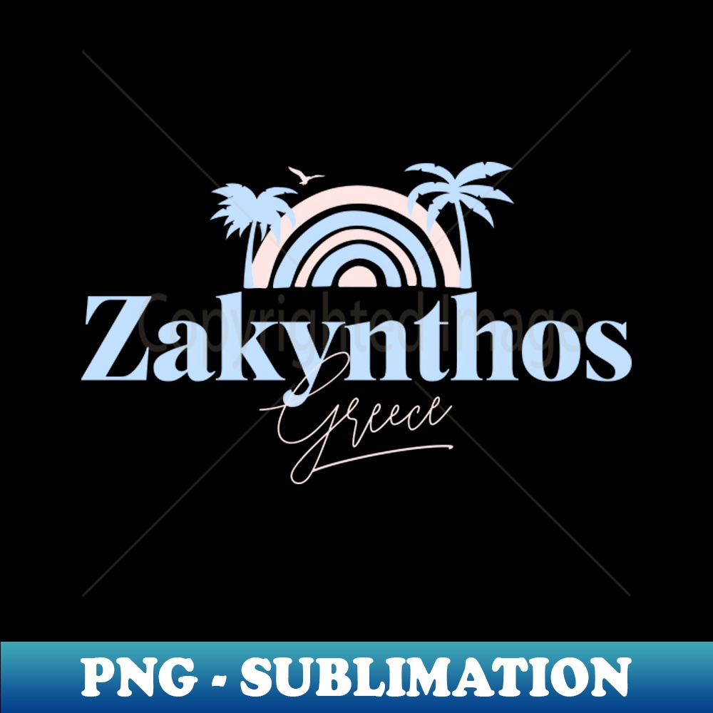 Zakynthos Greece Retro Rainbow Exclusive PNG Sublimation D Inspire
