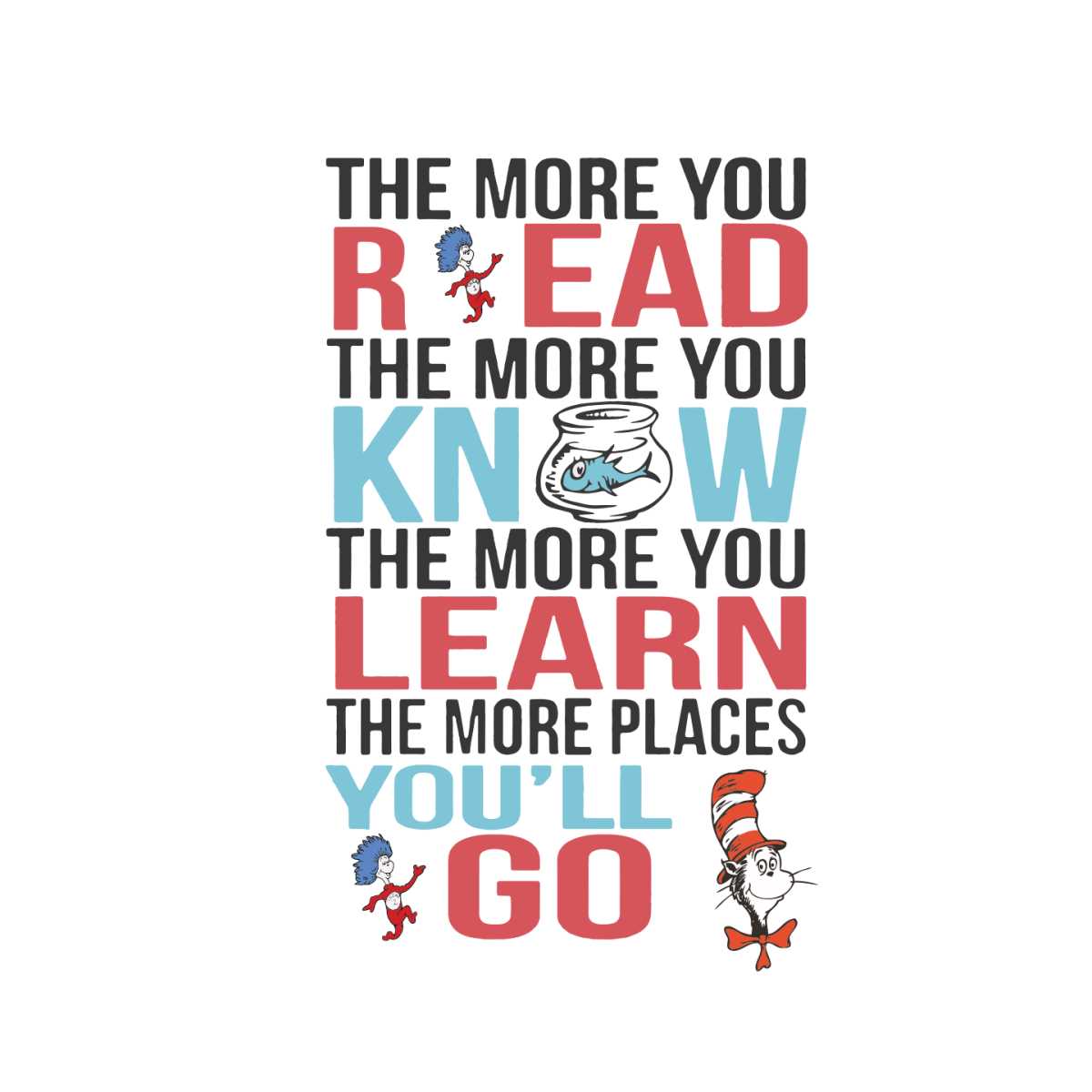 The More You Read Svg, Dr Seuss Svg Dr Seuss Quotes Svg, Bes | Inspire  Uplift, image size:1200x1200