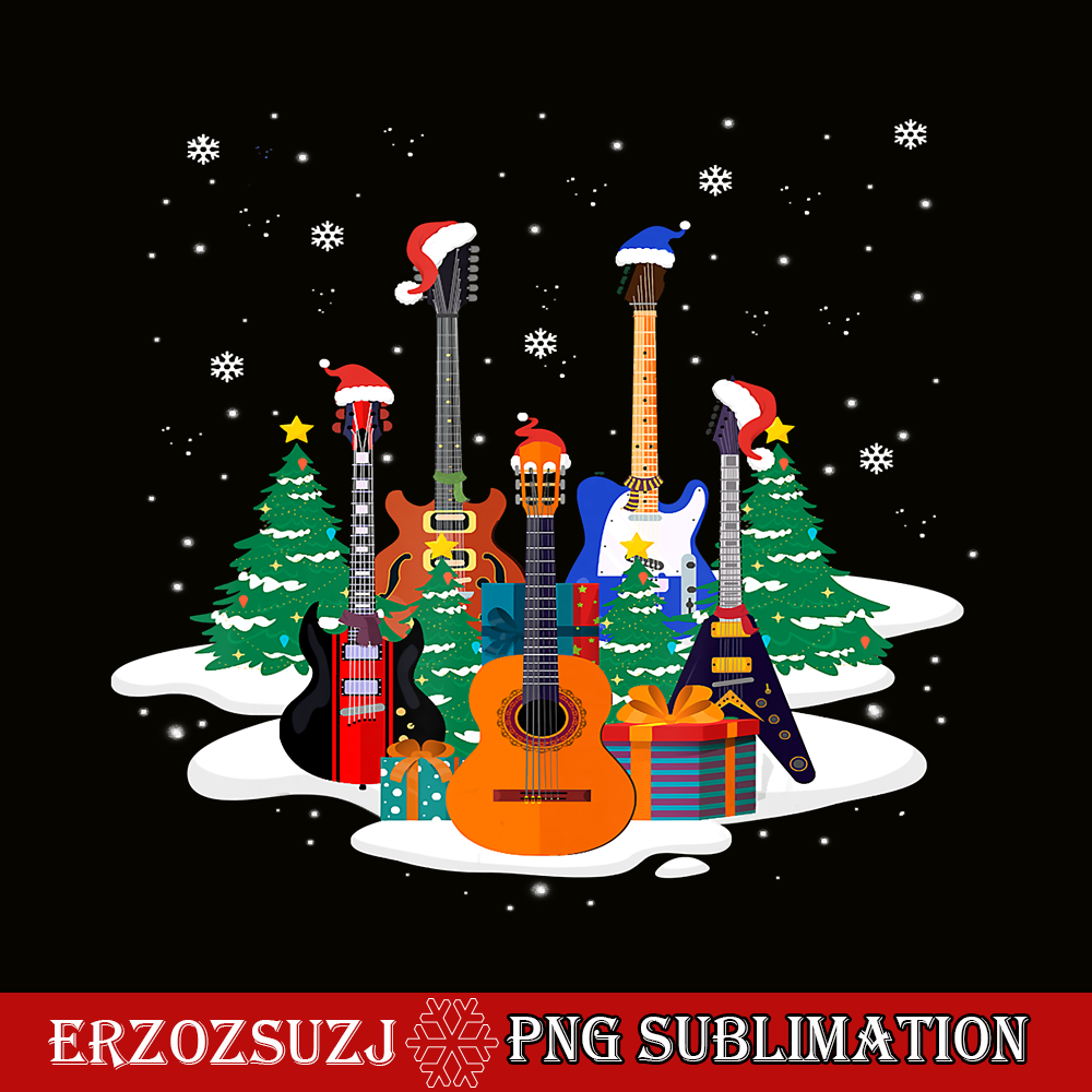 Guitar Santa Hat PNG, Christmas Tree PNG, Funny Music Loves | Inspire ...
