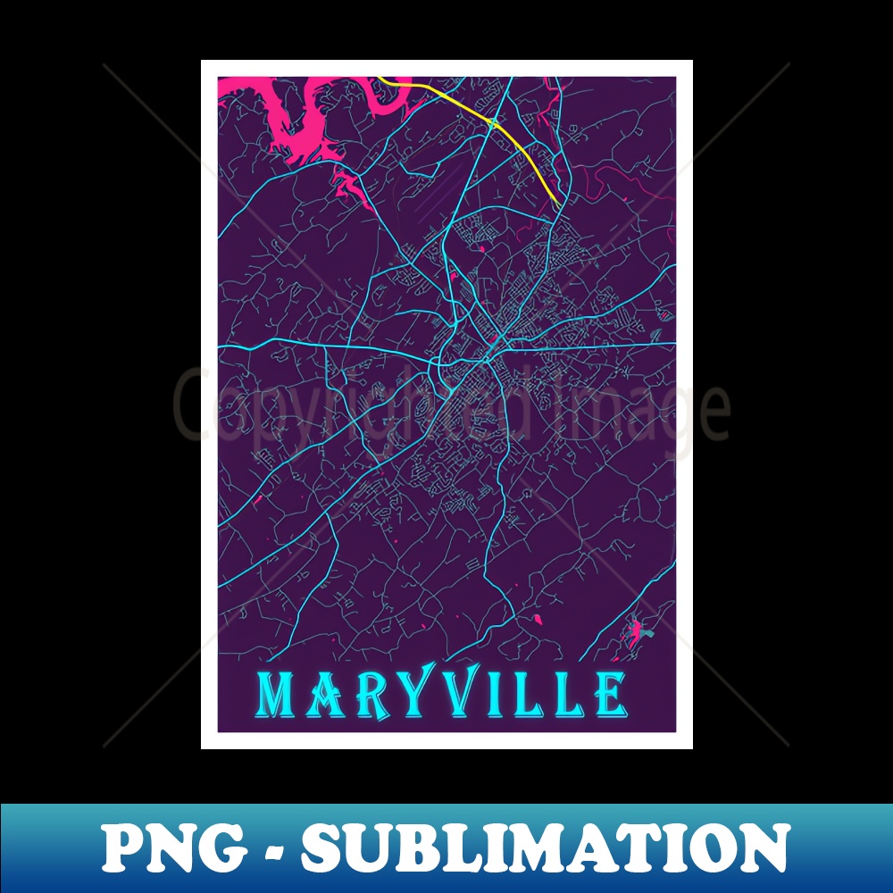 Maryville Neon City Map Maryville Minimalist City Map Art Pr - Inspire ...