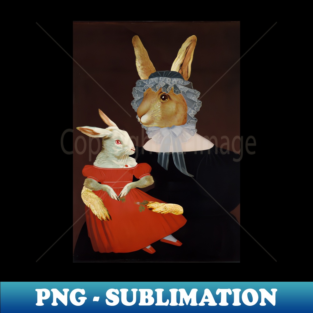 Old-fashioned Easter Rabbits in Dresses and Bonnets - Signat | Inspire ...