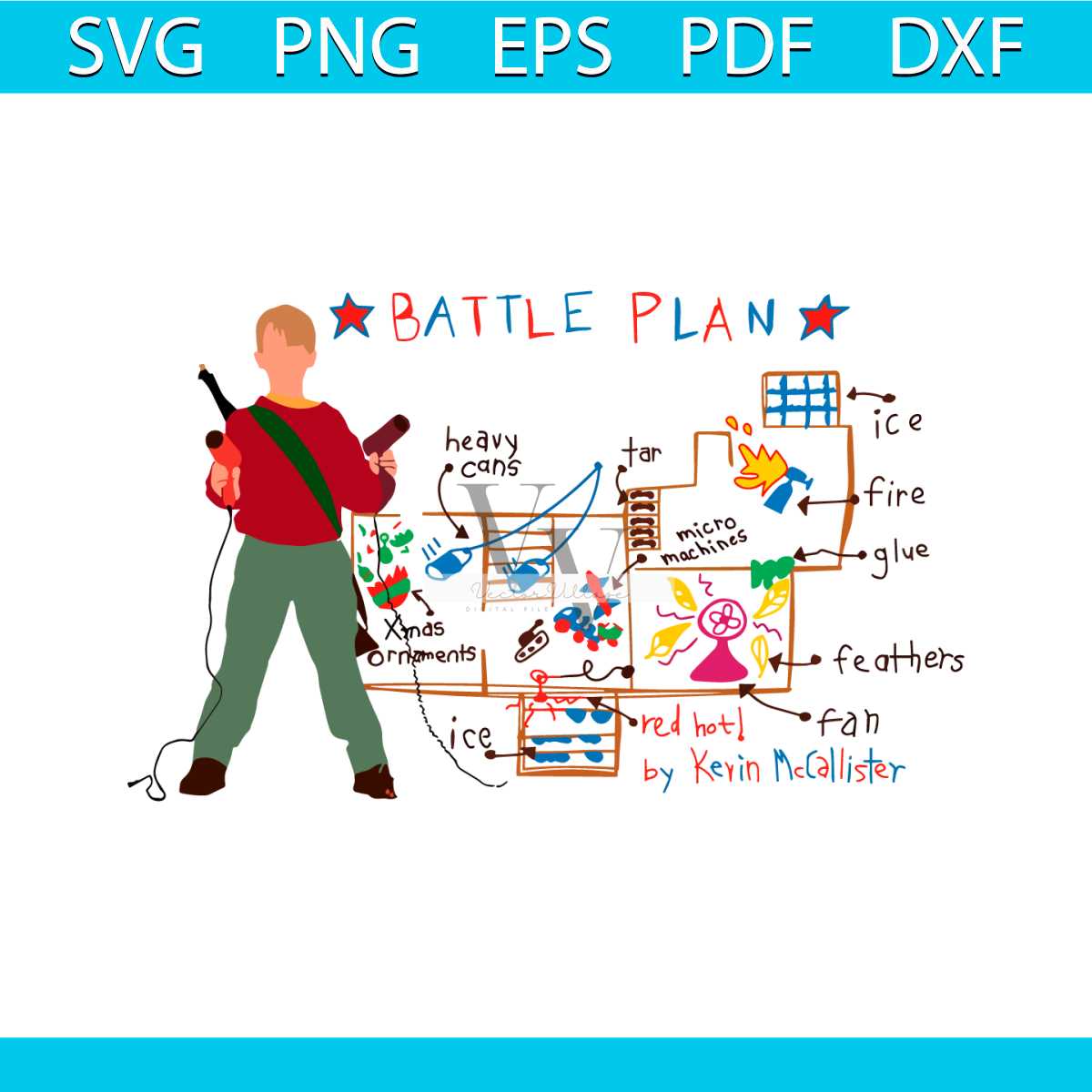 Funny Home Alone Battle Plan Map SVG Digital Cricut File - Inspire Uplift