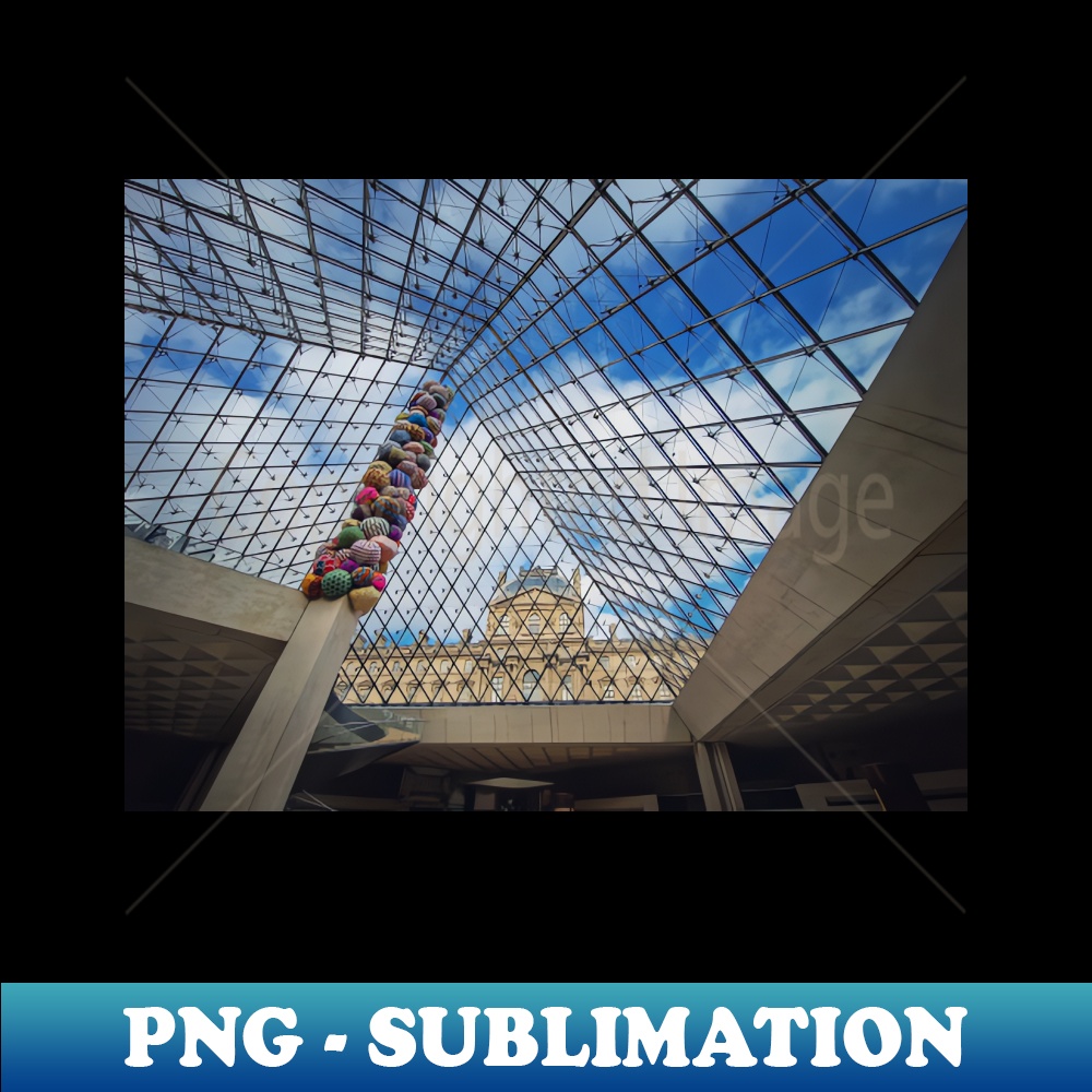 Underneath the Louvre glass pyramid Premium PNG Sublimatio Inspire
