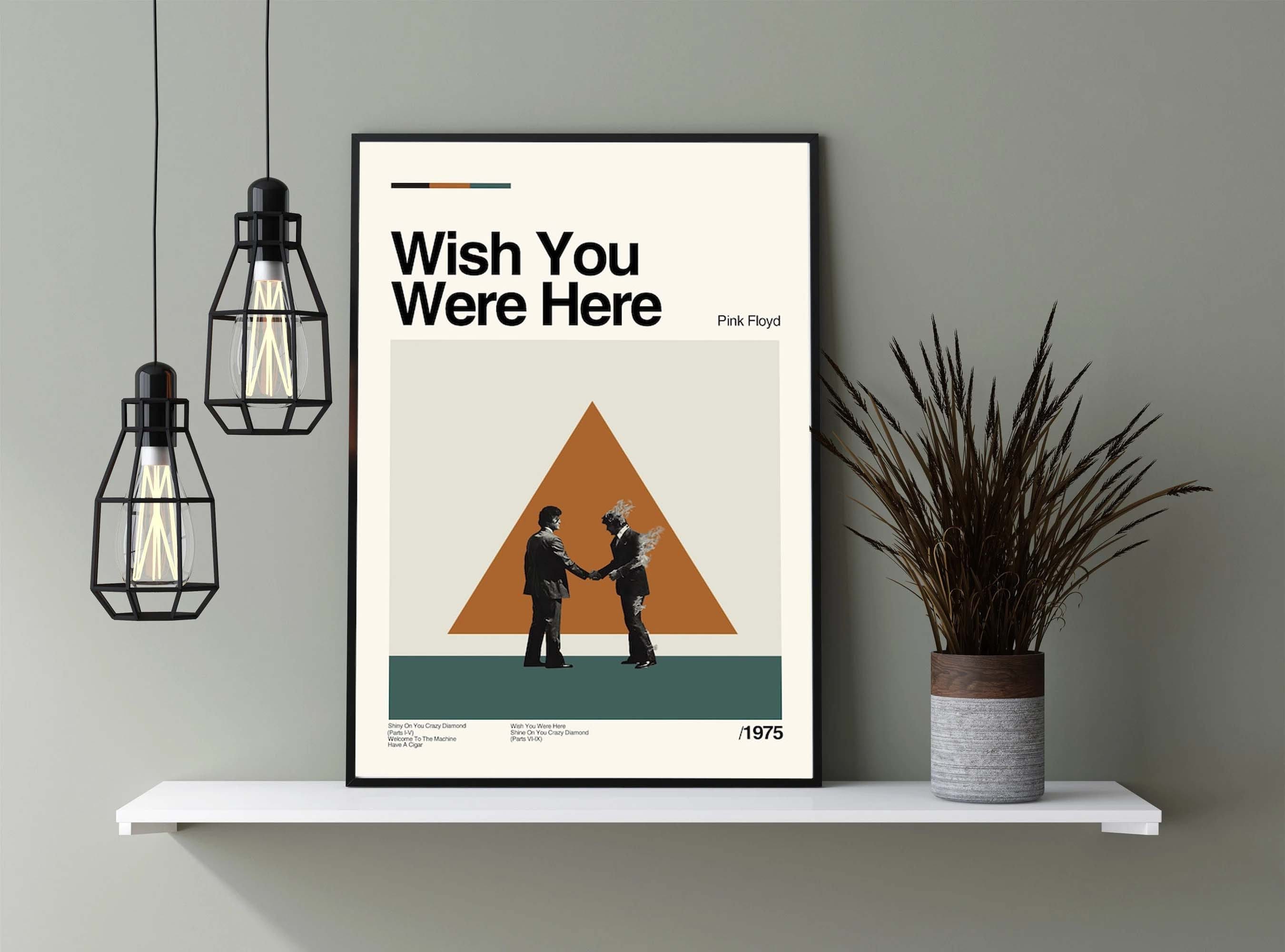 Pink Floyd Mid-Century Modern Poster, Wish You Were Here Alb - Inspire