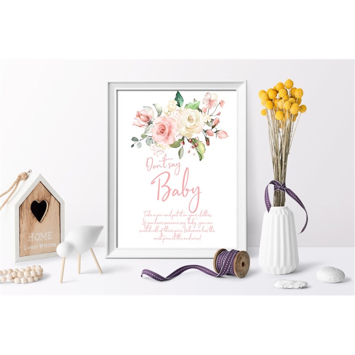 Don't Say Baby Printable Baby Shower Game Sign, Boho Baby Sh - Inspire ...