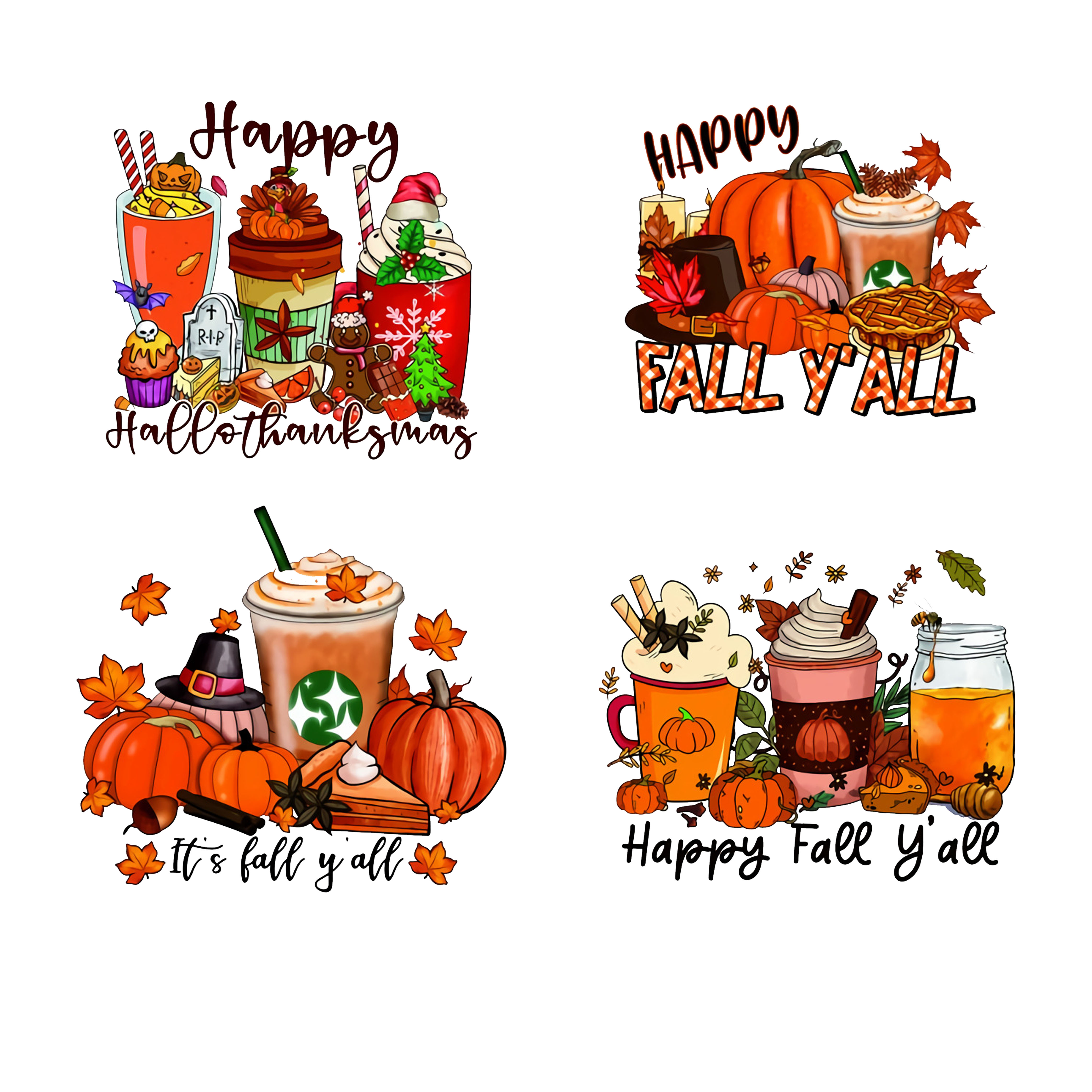 Thanksgiving Coffee Fall Bundle Png, Thanksgiving Coffee Png Inspire Uplift