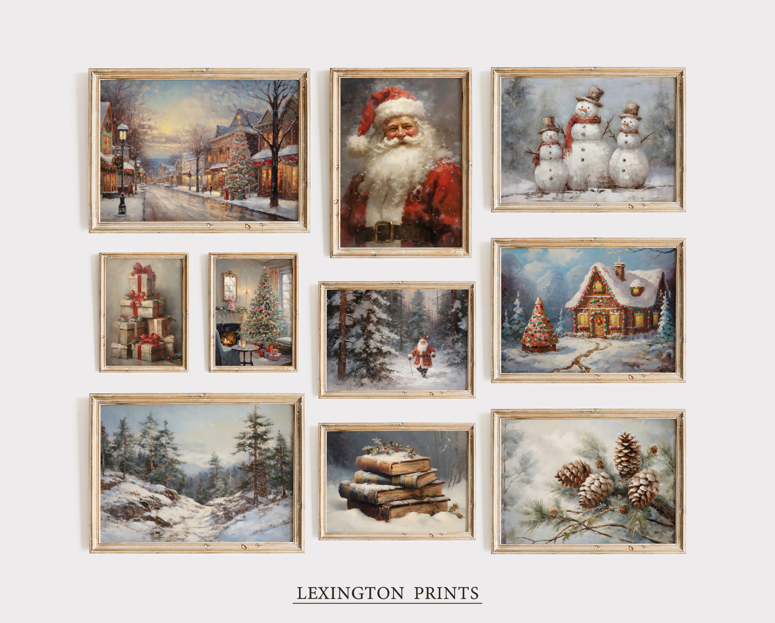 Christmas Gallery Wall SET of 10 Vintage Christmas Wall Art | Inspire