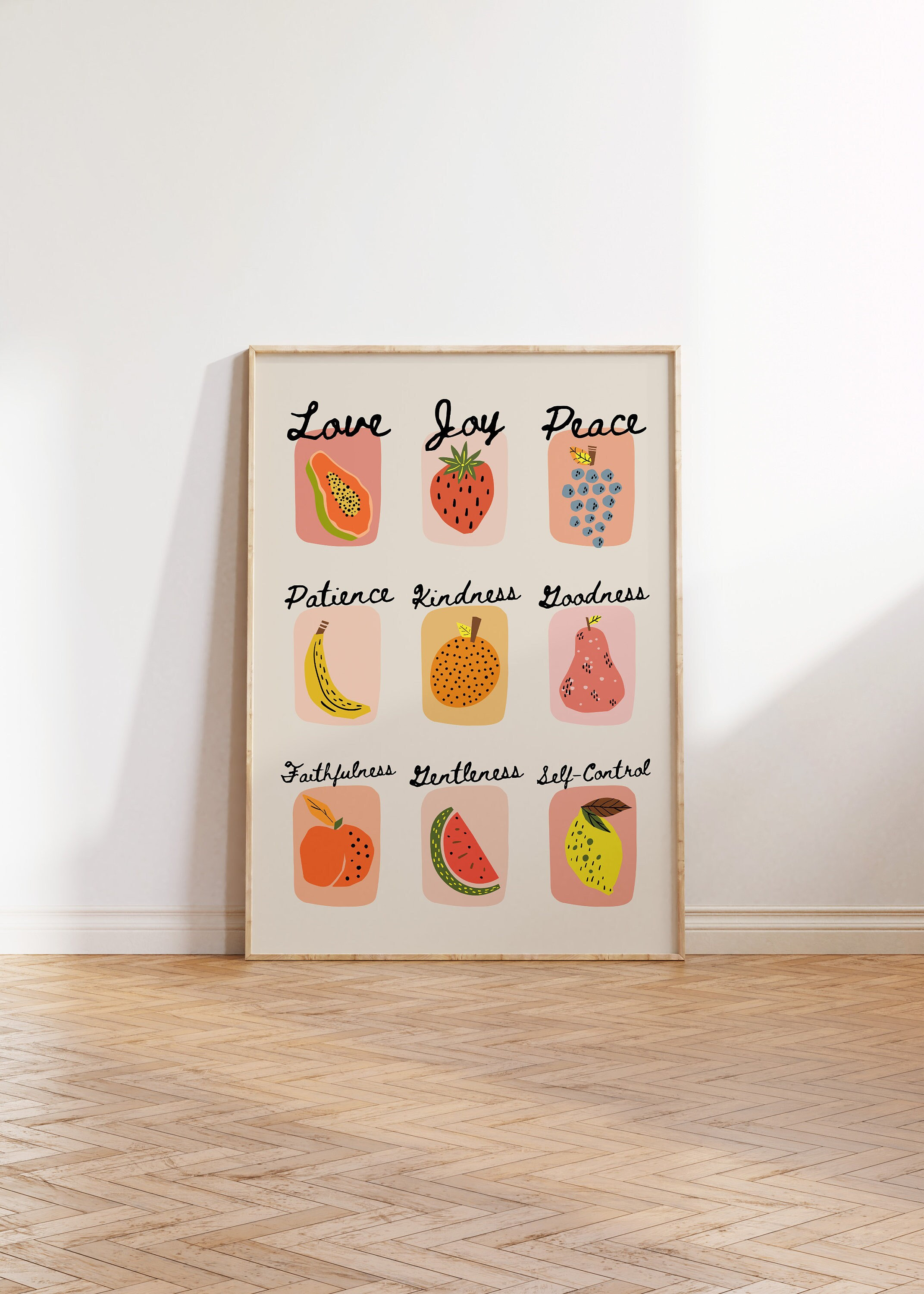 Fruit of the Spirit Art Print Retro Christian Wall Art Scrip - Inspire