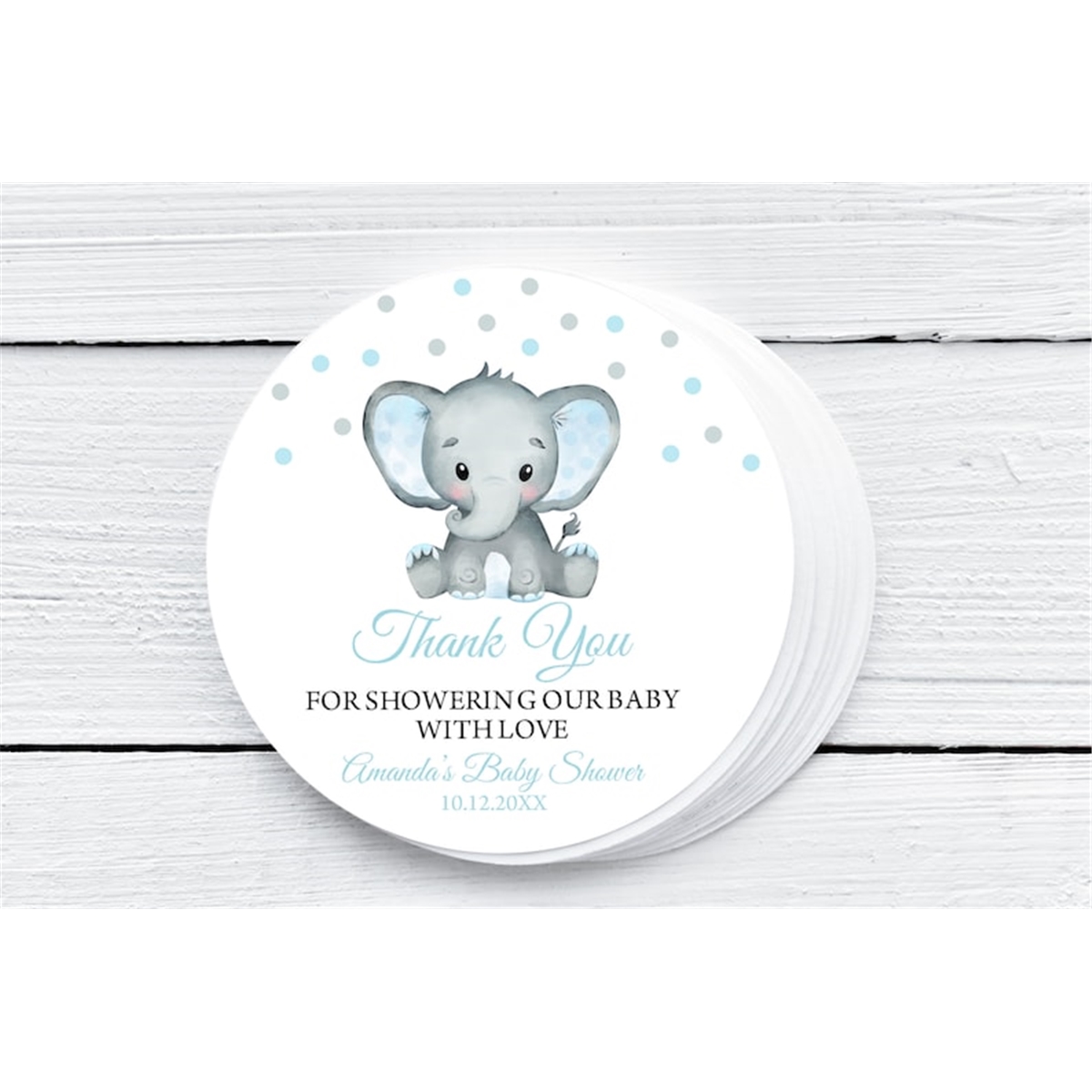 EDITABLE Boy Elephant Baby Shower Favor Tag Printable Blue E - Inspire ...