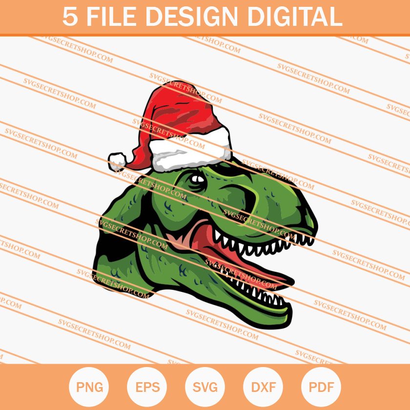 Santa HatWearing TRex SVG, TRex SVG, Christmas SVG | Inspire Uplift