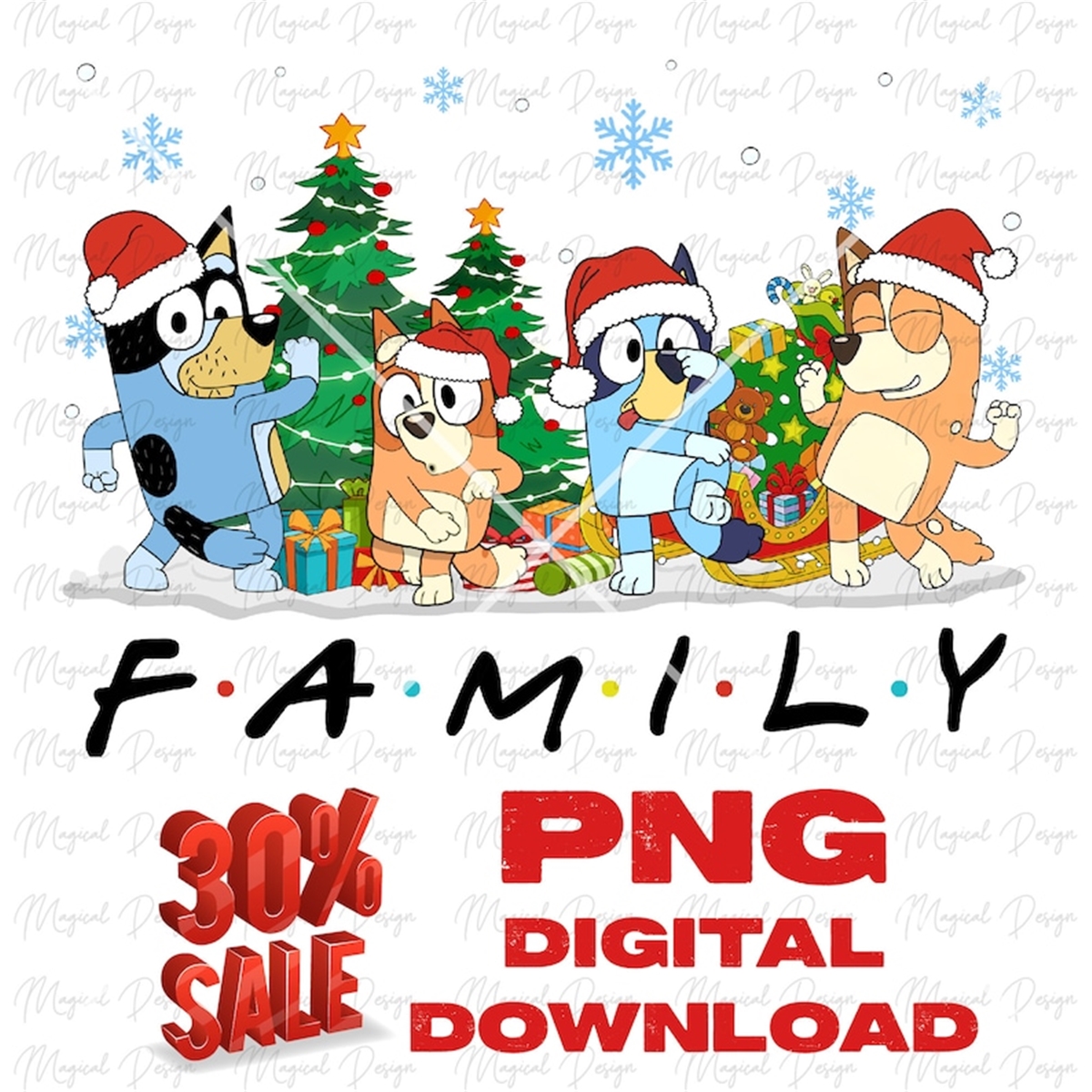 Bluey Family Christmas, Bluey Family Friends Merry Christmas Inspire Uplift