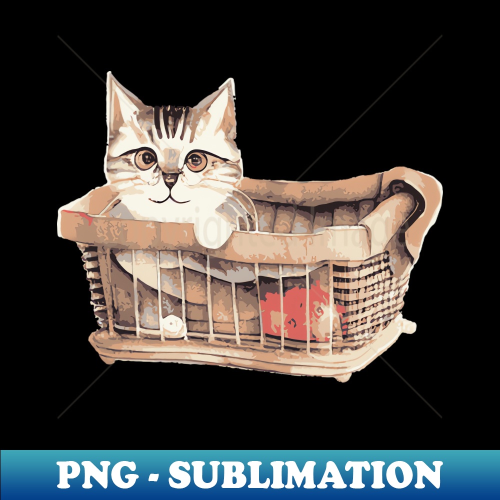 Watercolor Cat in a Laundry Basket - Whimsical Artwork - Ele | Inspire ...