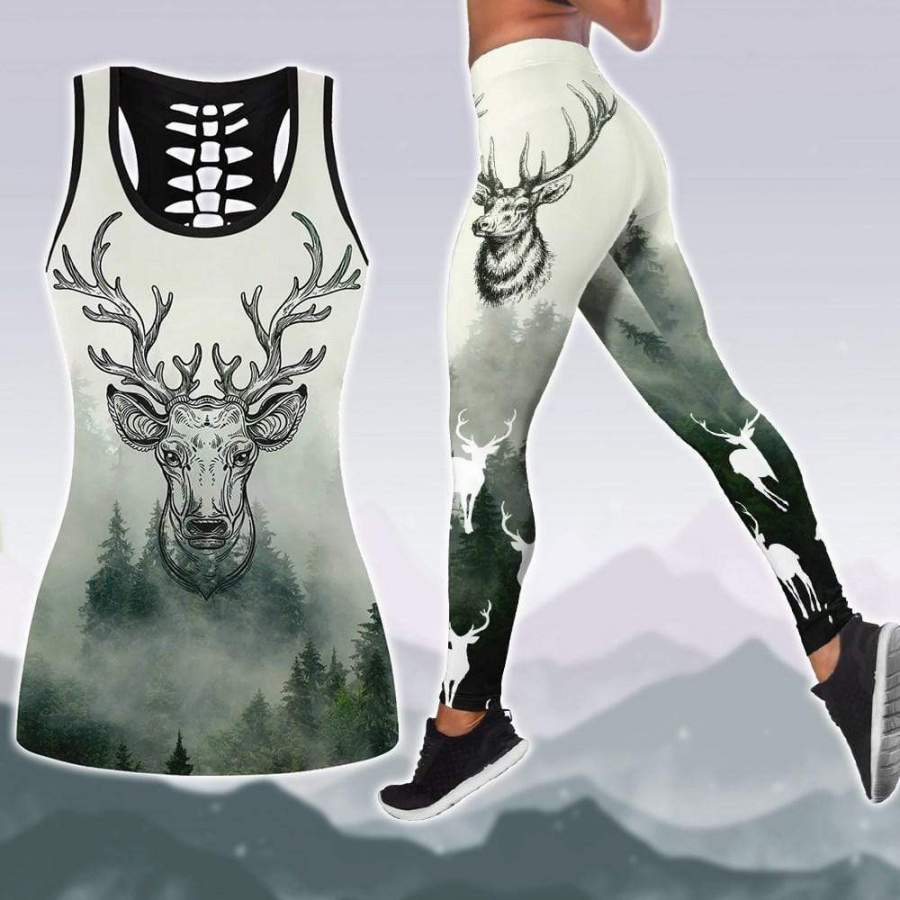Hunting Deer Hunt 3D Combo Leggings And Hollow Tank Top HL | Inspire Uplift