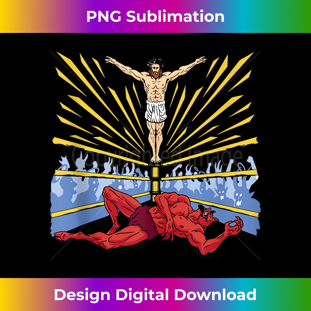 Jesus Wrestling Satan Tank Artisanal Sublimation PNG File Inspire