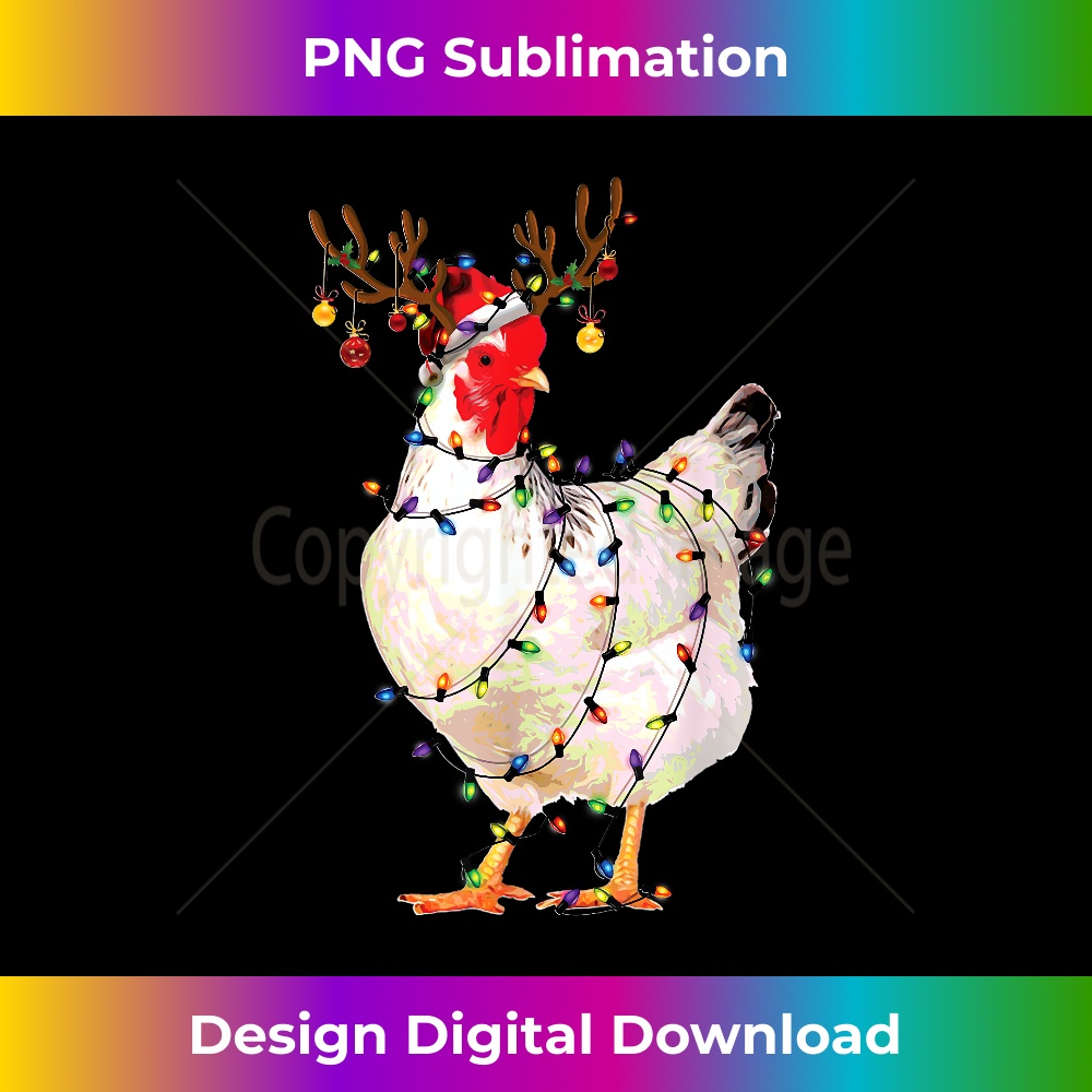 Chicken Christmas Lights Reindeer Santa Hat Chicken Sublim Inspire