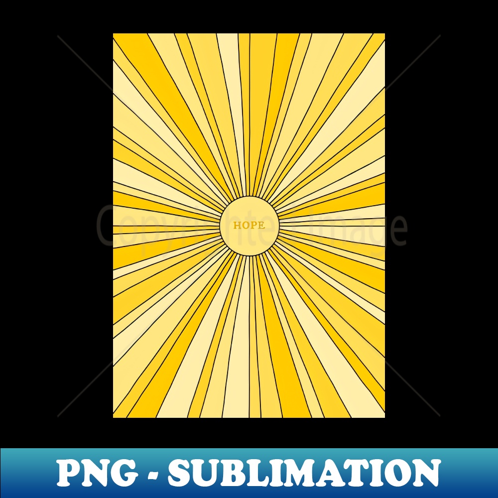 Retro sun with rays in gold and yellow HOPE - Signature Sub | Inspire ...