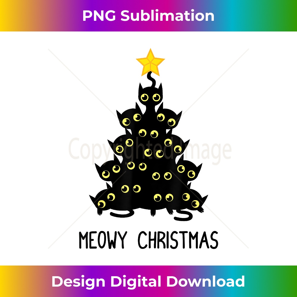 Cat Christmas Tree Shirt Cute Black Kitten Lover Meowy - Fut | Inspire ...
