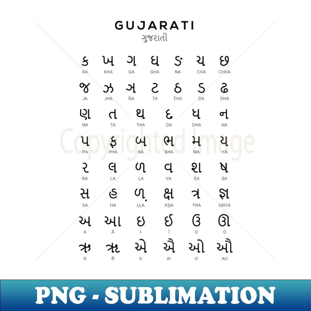 Gujarati Alphabet Chart Language Learning White Sublimatio Inspire