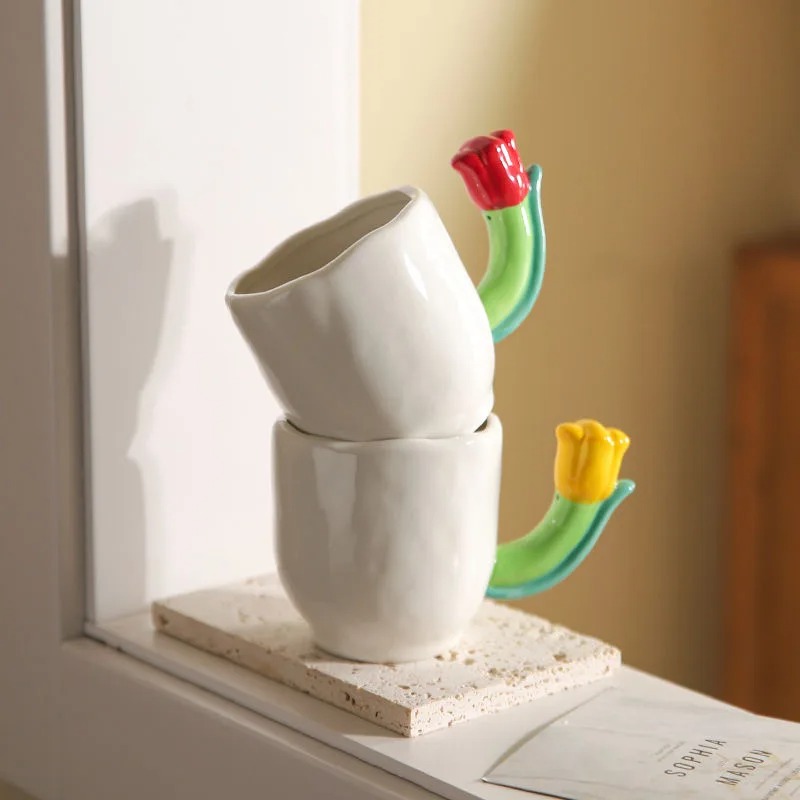 Handmade 3D Flower Ceramic Mug: Hand Painted Tulip Coffee Cu | Inspire ...