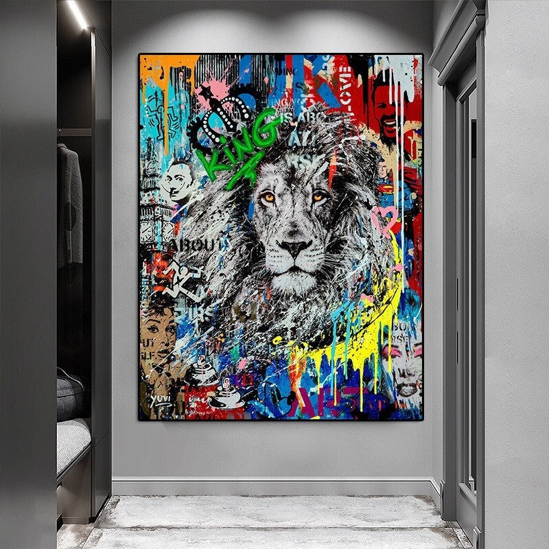 Lion Graffiti Art Canvas Paintings on the Wall Art Posters P | Inspire ...