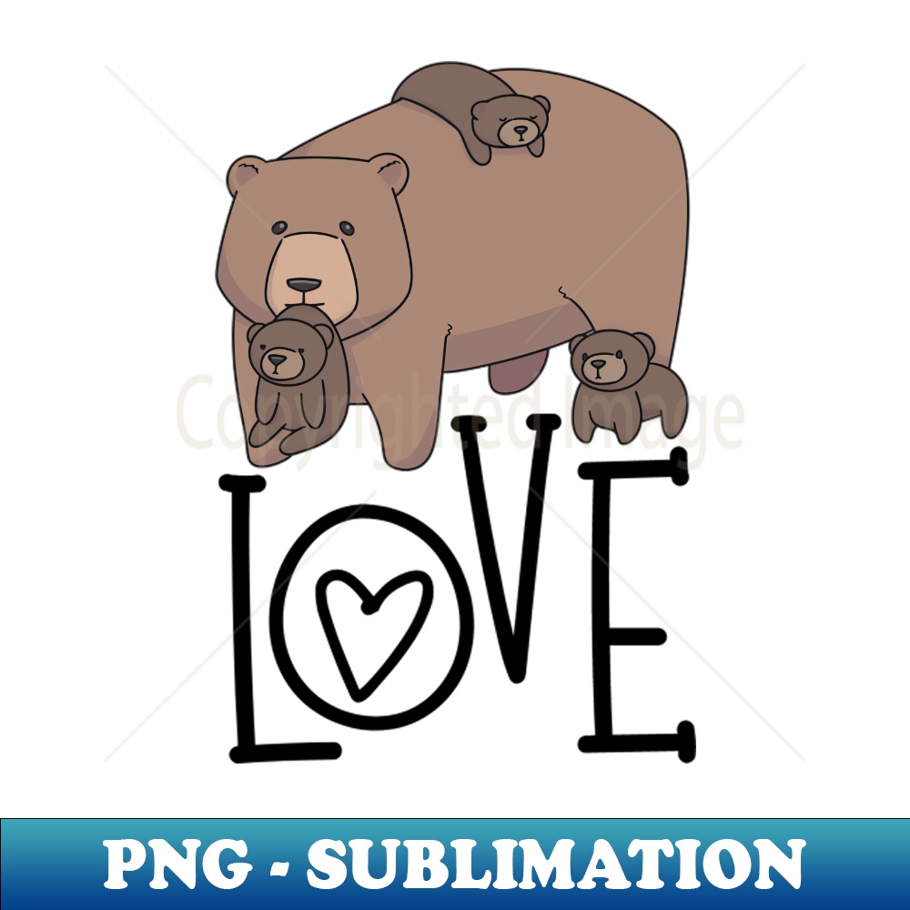 Mom Bear Love Baby Bear Cub - Retro PNG Sublimation Digital - Inspire