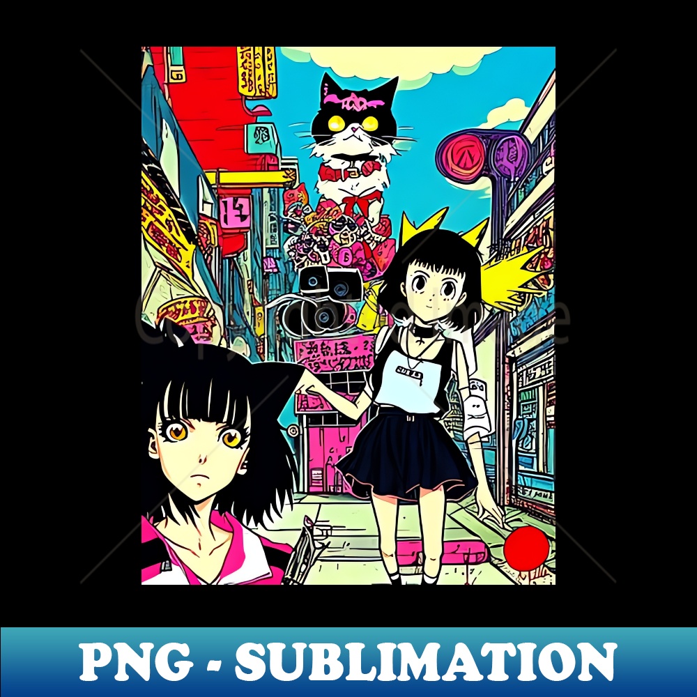 90s anime style with a VHS effect catgirls Unique Sublimat Inspire