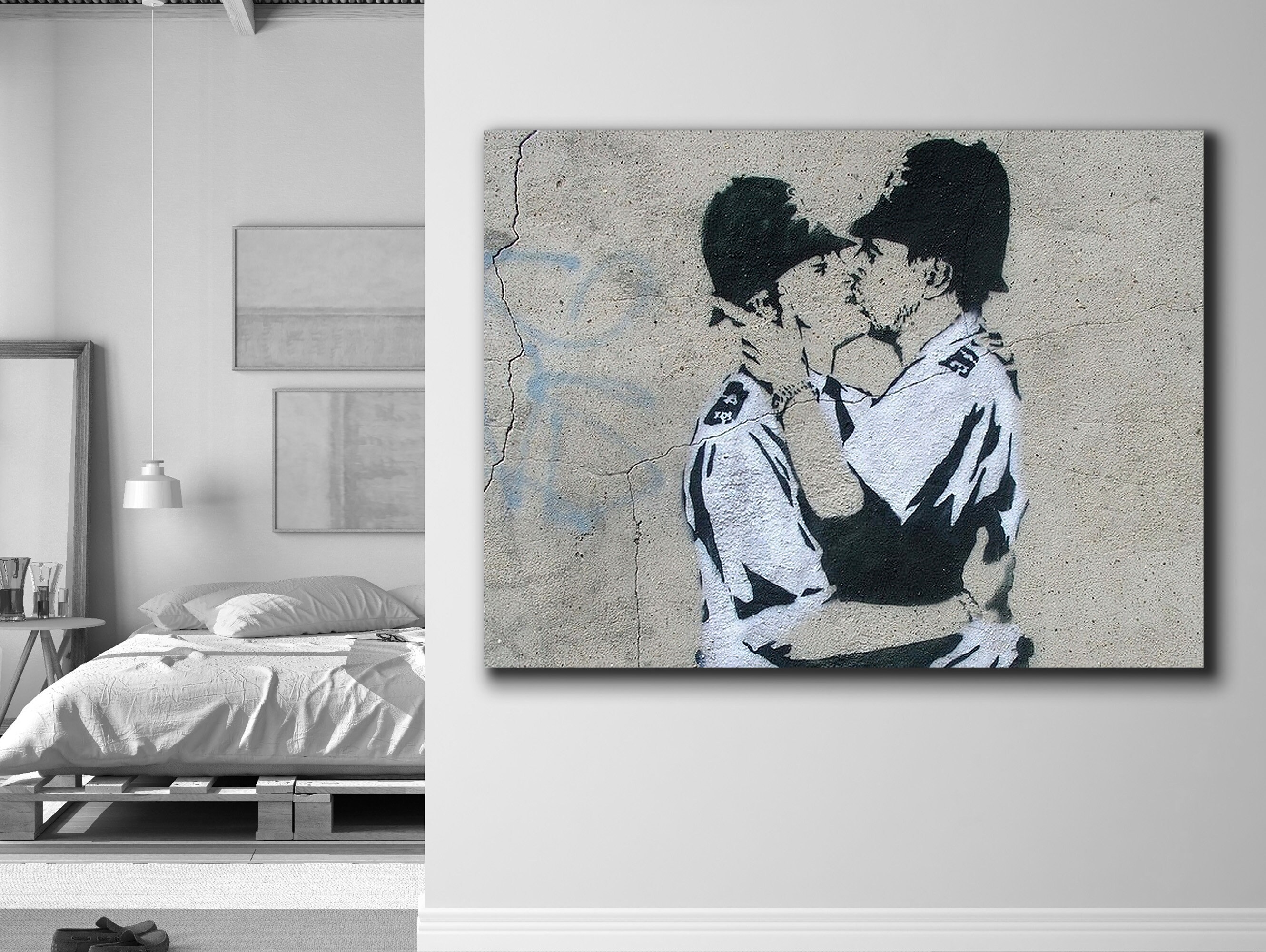 Banksy Kissing Police Cops Wall Art,Bnaksy Police Wall Art P Inspire Uplift